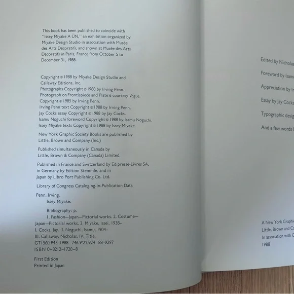 NWT ISSEY MIYAKE Book, First Edition, PHOTOGRAPHS By Irving Penn Hardcover, MINT